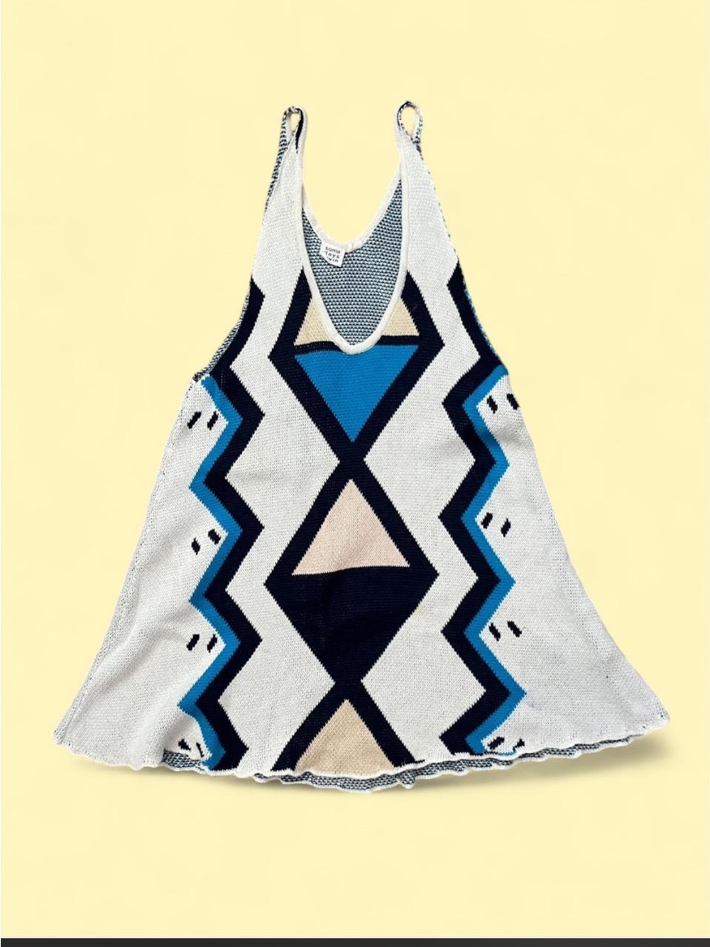 Somedays Lovin White and Teal Knit Tank